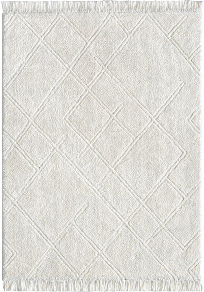 Firth Moroccan Trellis Textured Ivory Ultra Soft High-Low Shag Rug Well Woven	