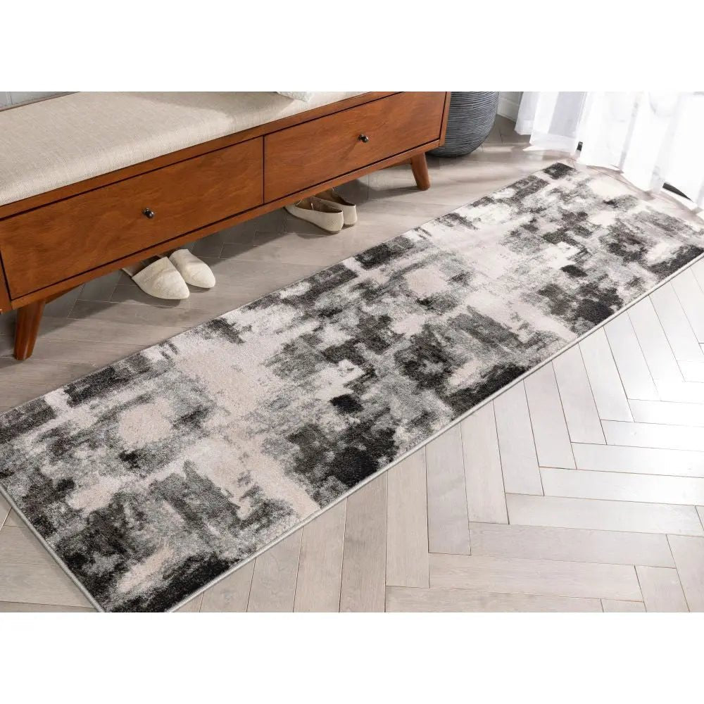 Kalia Modern Abstract Grey Black Rug Well Woven
