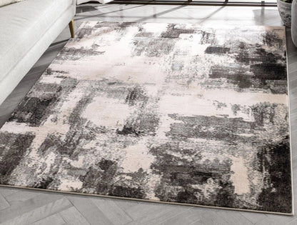 Kalia Modern Abstract Grey Black Rug Well Woven