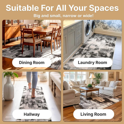 Kalia Modern Abstract Grey Black Rug Well Woven