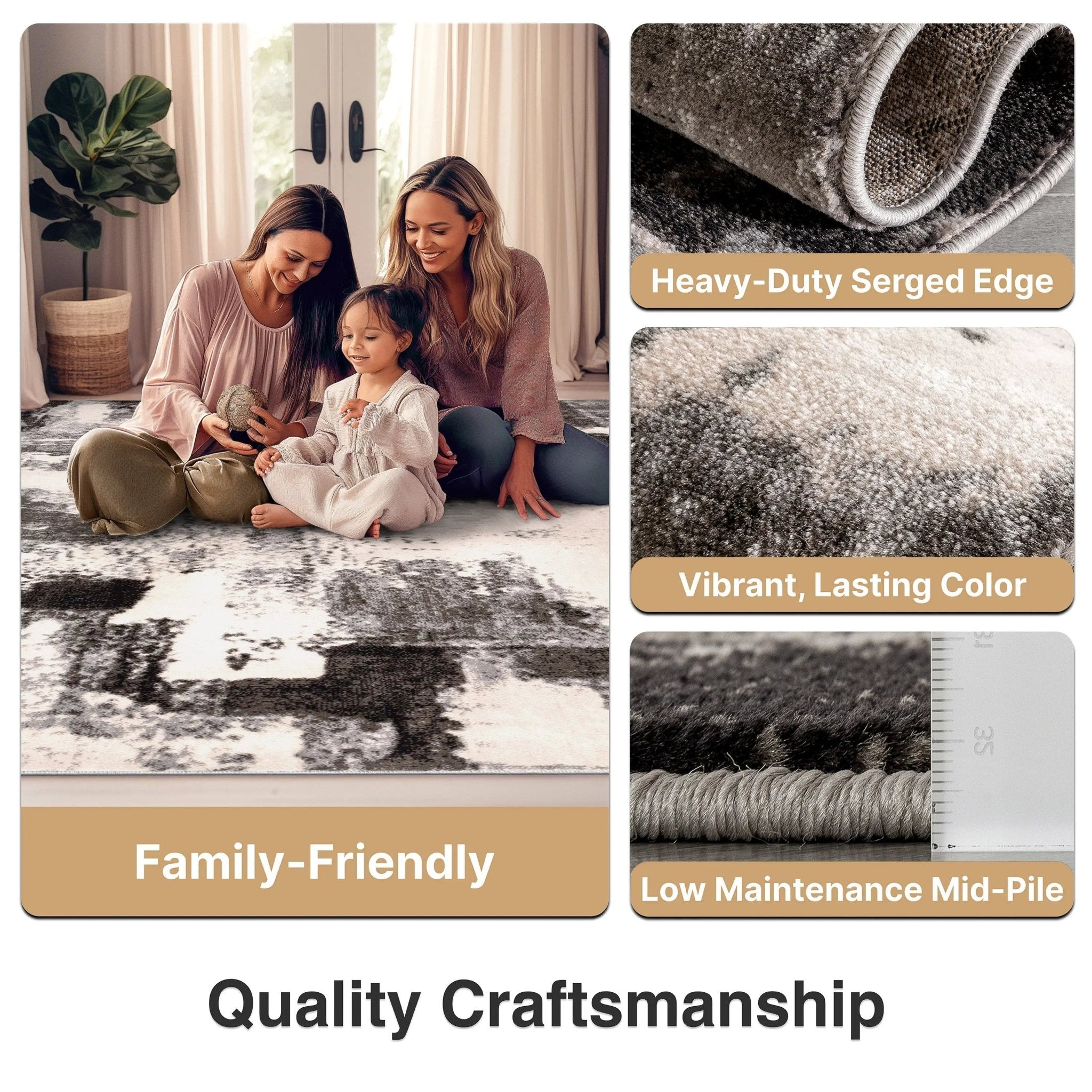 Kalia Modern Abstract Grey Black Rug Well Woven