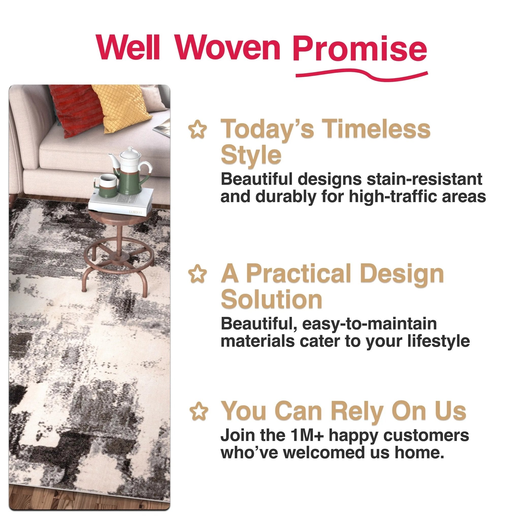 Kalia Modern Abstract Grey Black Rug Well Woven