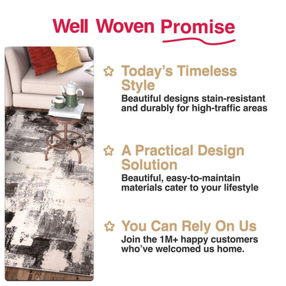 Kalia Modern Abstract Grey Black Rug Well Woven