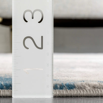 Kalia Modern Abstract Grey Blue Rug Well Woven