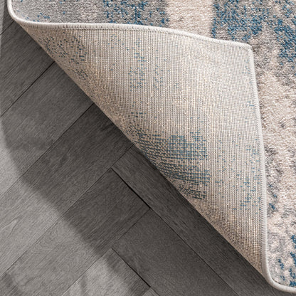 Kalia Modern Abstract Grey Blue Rug Well Woven