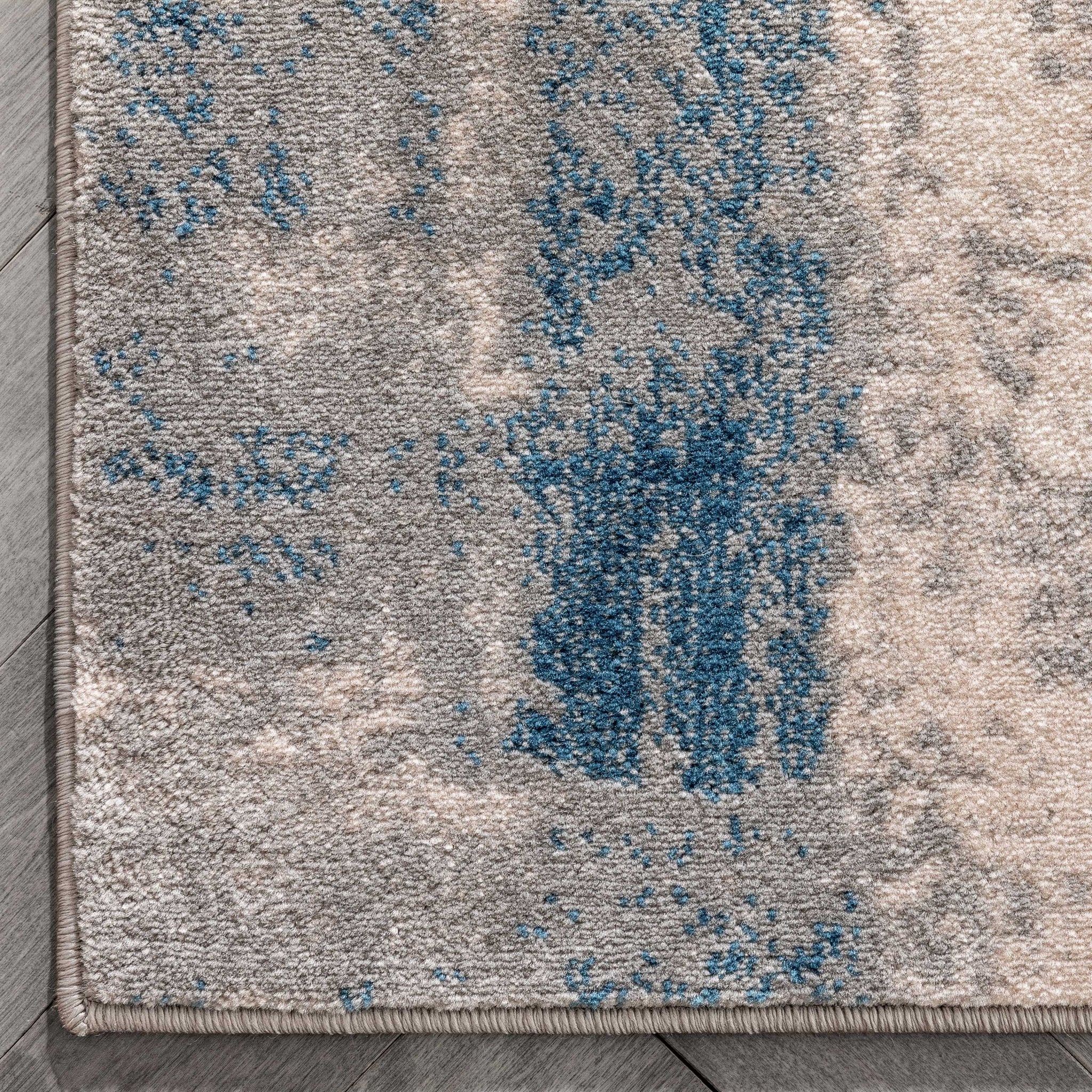Kalia Modern Abstract Grey Blue Rug Well Woven