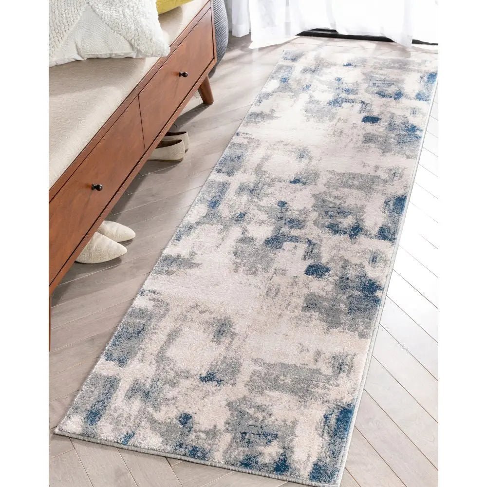 Kalia Modern Abstract Grey Blue Rug Well Woven