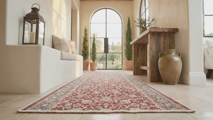 Custom Size Hallway & Stair Runner Rome Vintage Oriental Floral Red Choose Your Width x Choose Your Runner Length