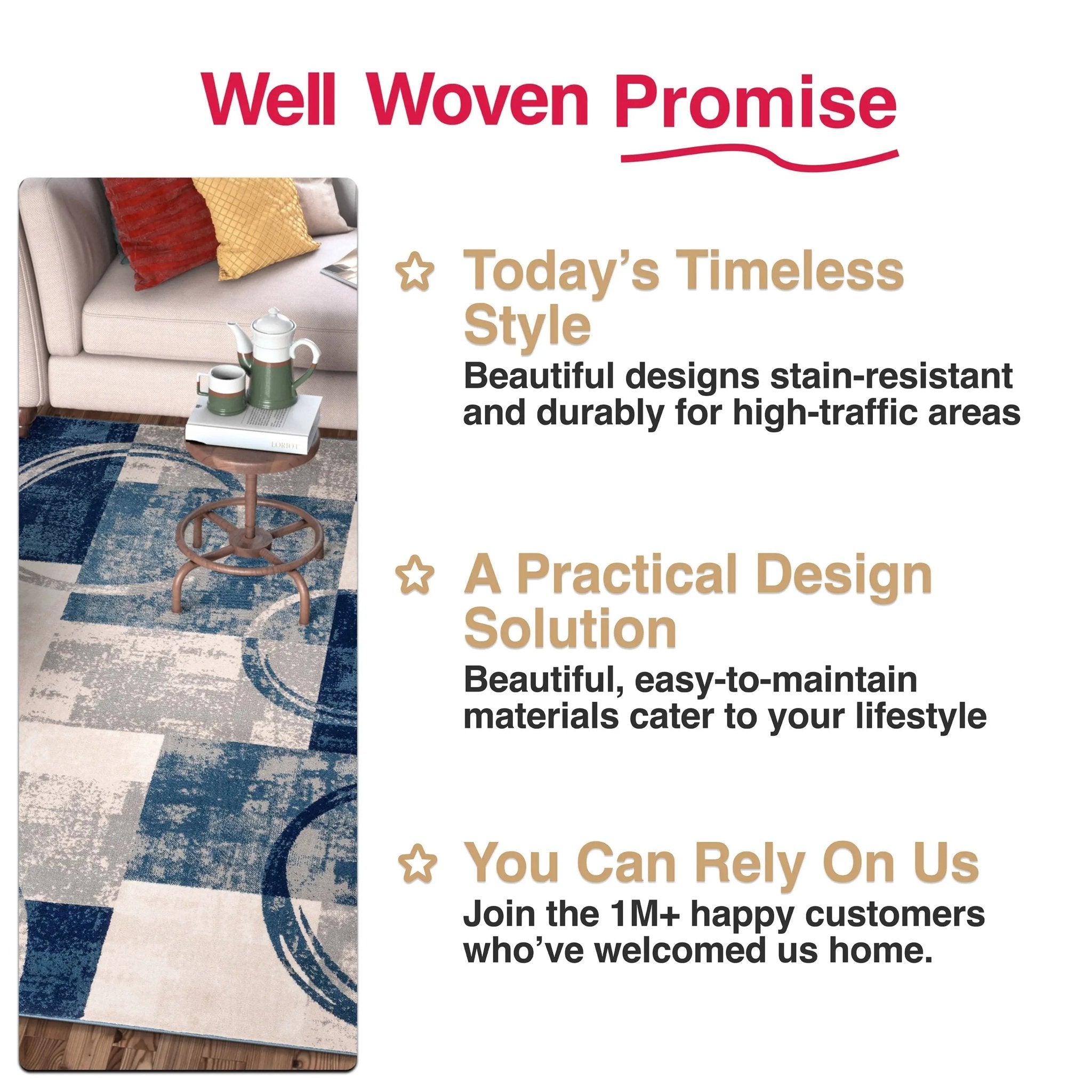 Shai Modern Geometric Grey Blue Rug Well Woven