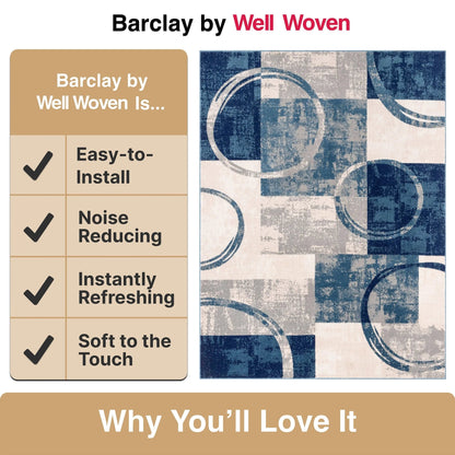 Shai Modern Geometric Grey Blue Rug Well Woven