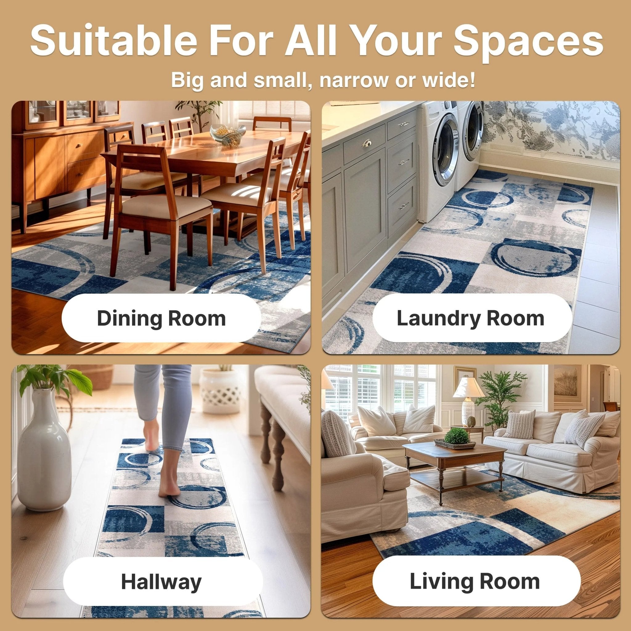 Shai Modern Geometric Grey Blue Rug Well Woven