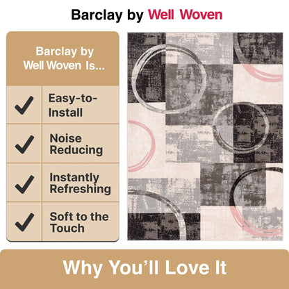 Shai Modern Geometric Grey Blush Rug Well Woven