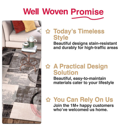 Shai Modern Geometric Grey Blush Rug Well Woven