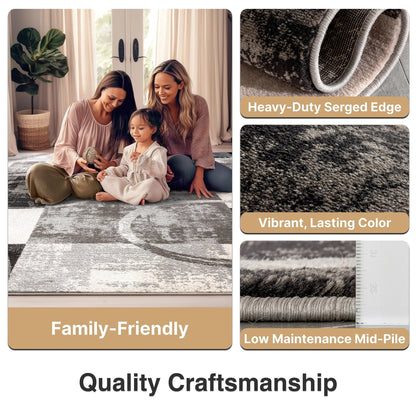 Shai Modern Geometric Grey Blush Rug Well Woven