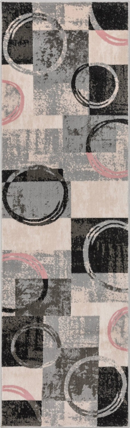 Shai Modern Geometric Grey Blush Rug Well Woven