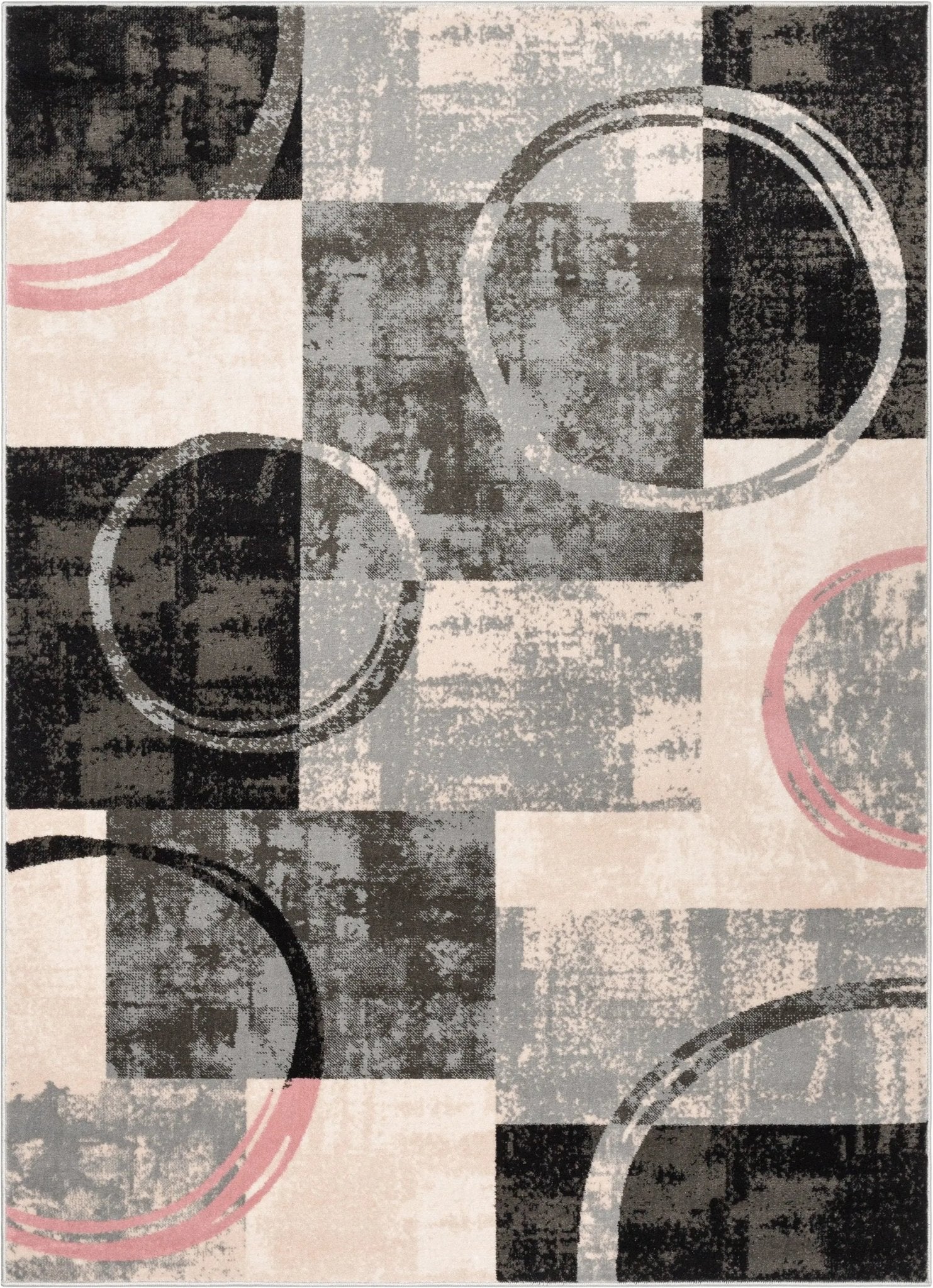 Shai Modern Geometric Grey Blush Rug Well Woven