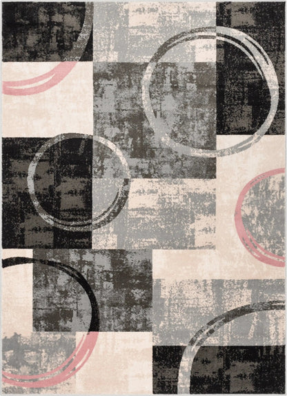 Shai Modern Geometric Grey Blush Rug Well Woven
