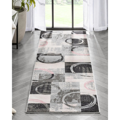 Shai Modern Geometric Grey Blush Rug Well Woven