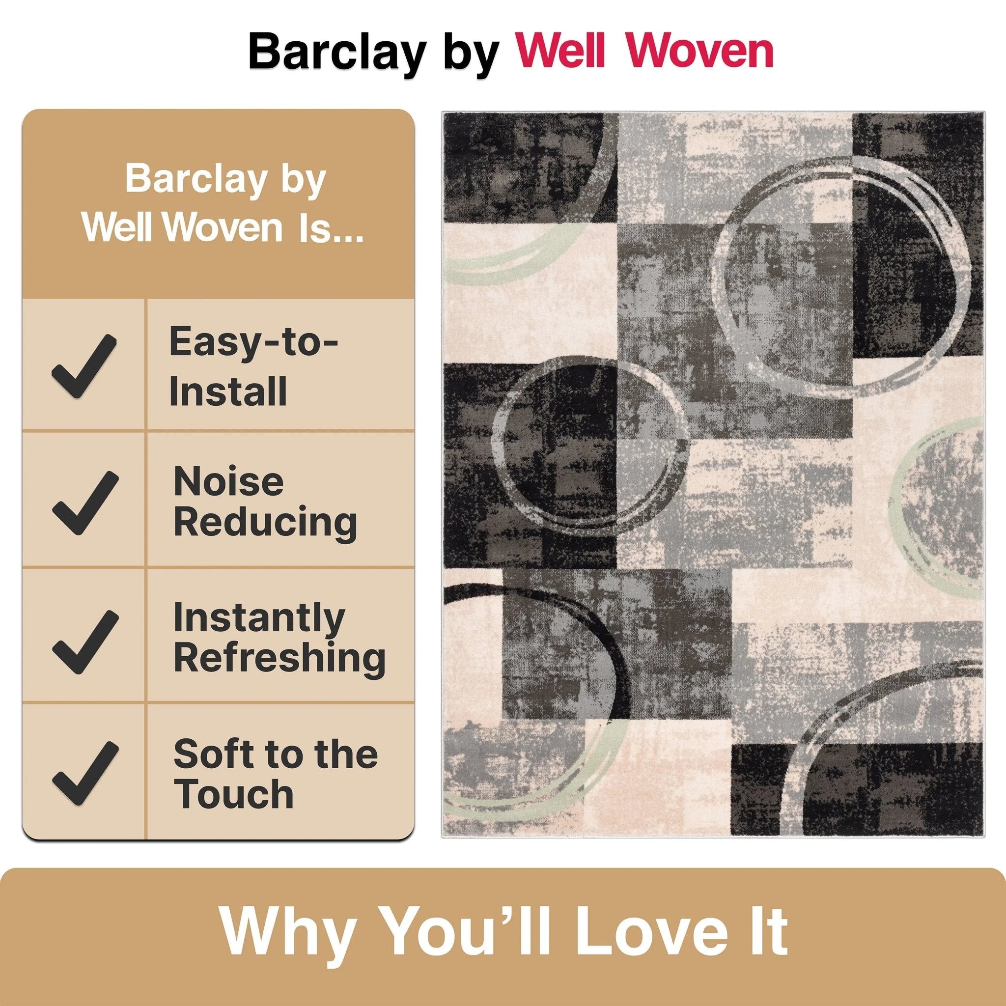 Shai Modern Geometric Grey Green Rug Well Woven