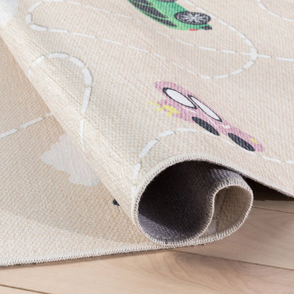 Traffic Modern Beige Kids Flat-Weave Rug Well Woven