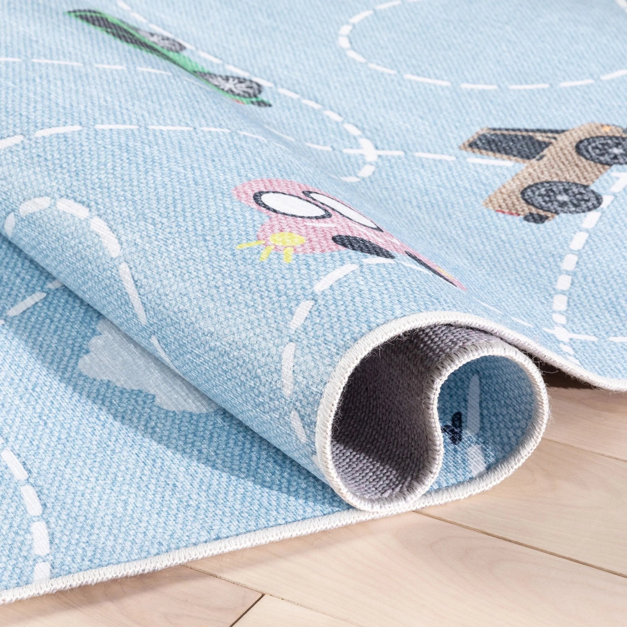 Traffic Modern Blue Kids Flat-Weave Rug Well Woven