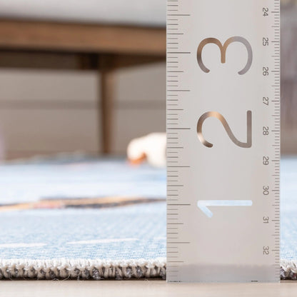 Traffic Modern Blue Kids Flat-Weave Rug Well Woven