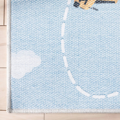 Traffic Modern Blue Kids Flat-Weave Rug Well Woven