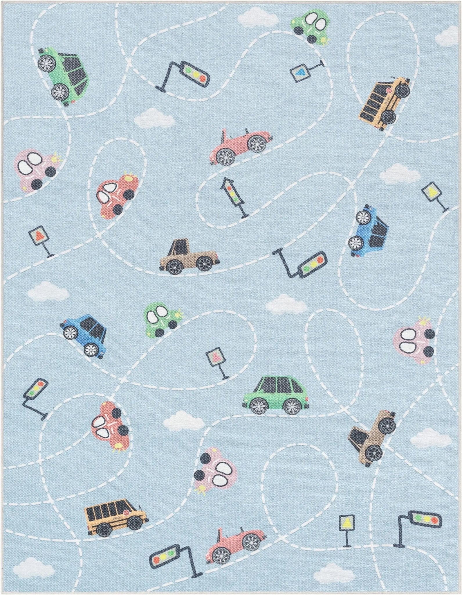 Traffic Modern Blue Kids Flat-Weave Rug Well Woven