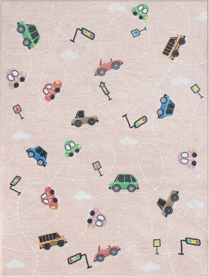 Traffic Modern Blush Kids Flat-Weave Rug Well Woven