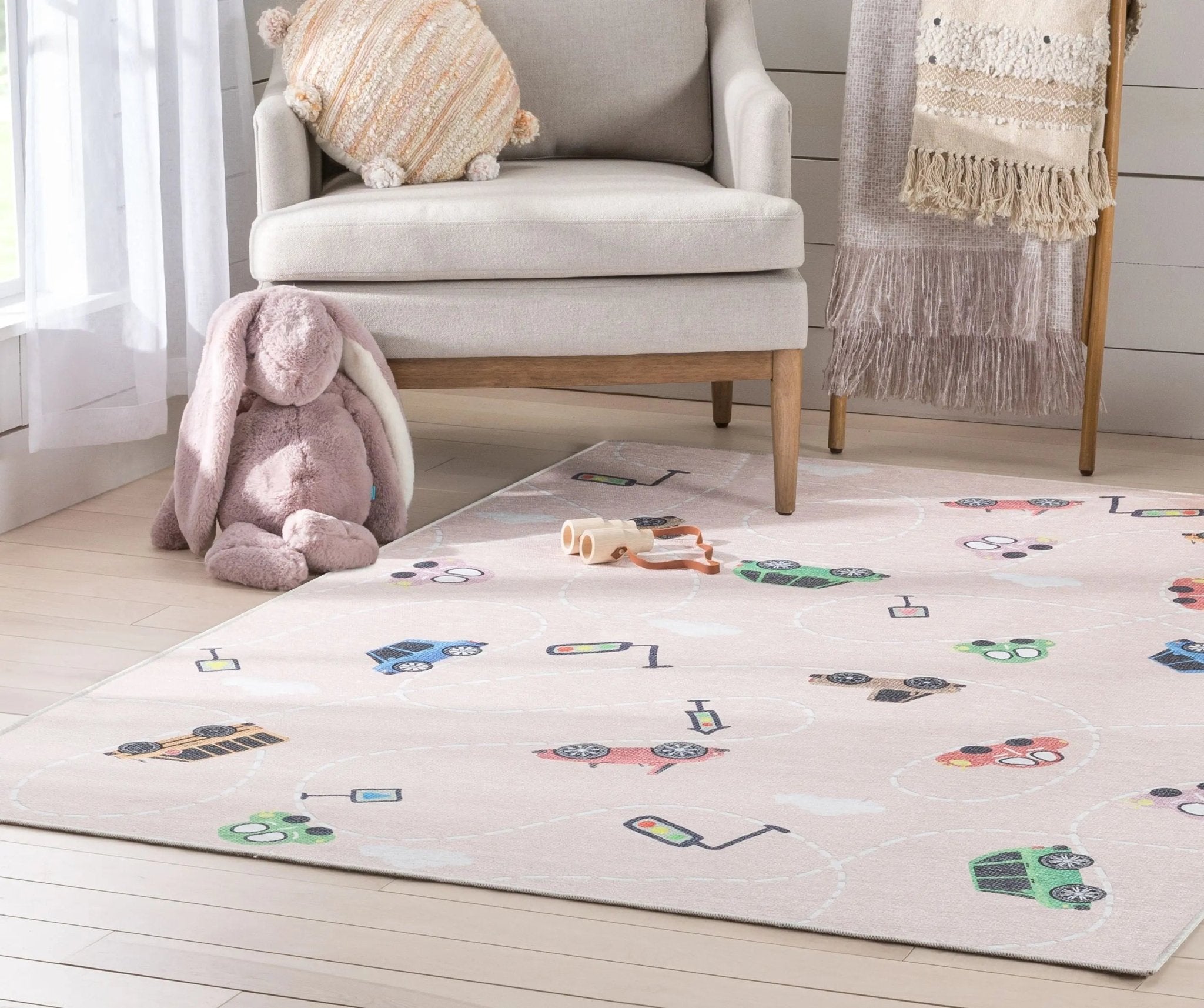 Traffic Modern Blush Kids Flat-Weave Rug Well Woven