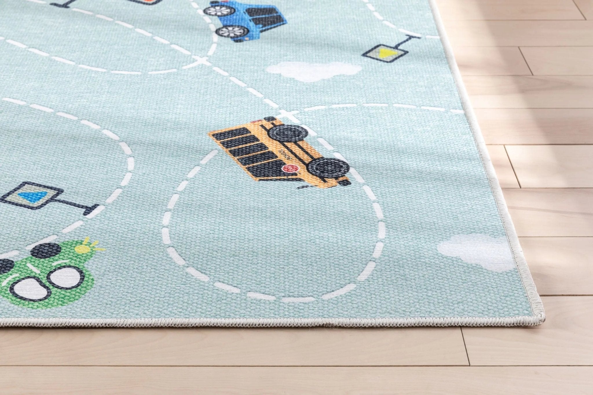 Traffic Modern Green Kids Flat-Weave Rug Well Woven