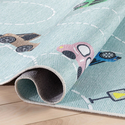 Traffic Modern Green Kids Flat-Weave Rug Well Woven