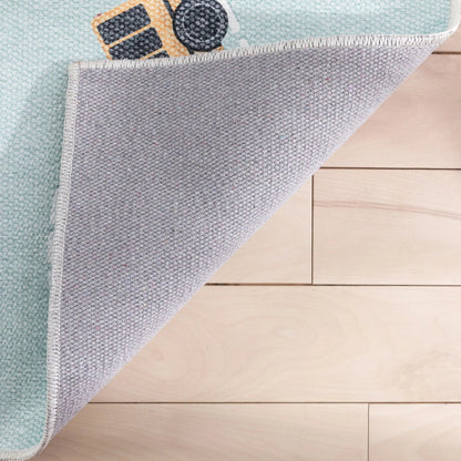 Traffic Modern Green Kids Flat-Weave Rug Well Woven