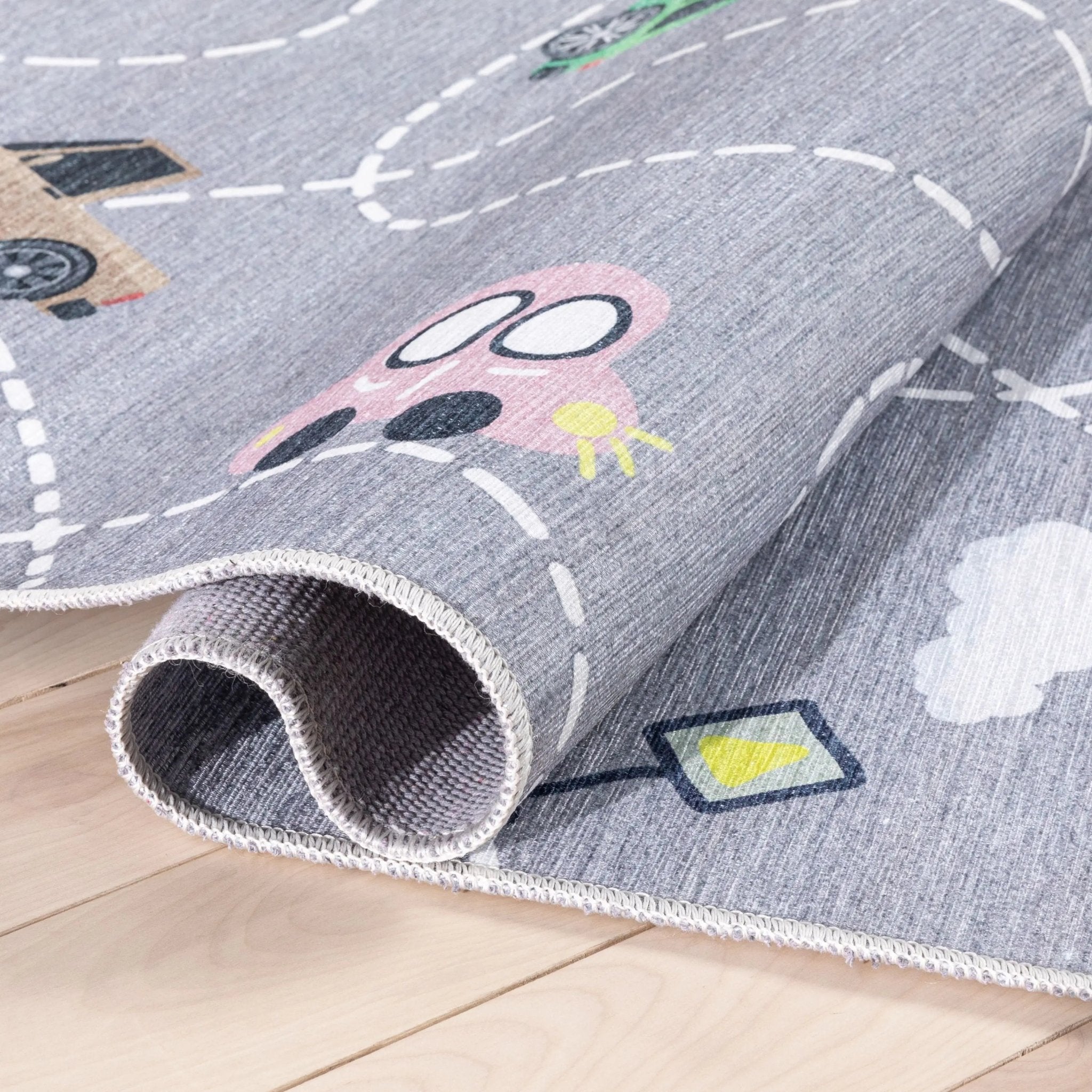 Traffic Modern Grey Kids Flat-Weave Rug Well Woven