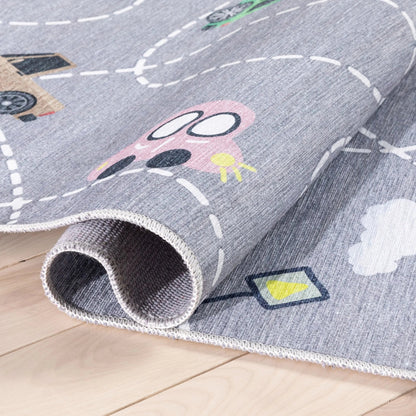Traffic Modern Grey Kids Flat-Weave Rug Well Woven