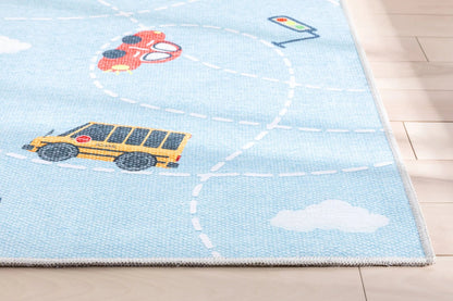 Traffic Modern Light Blue Kids Flat-Weave Rug Well Woven