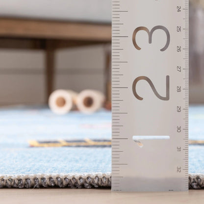 Traffic Modern Light Blue Kids Flat-Weave Rug Well Woven