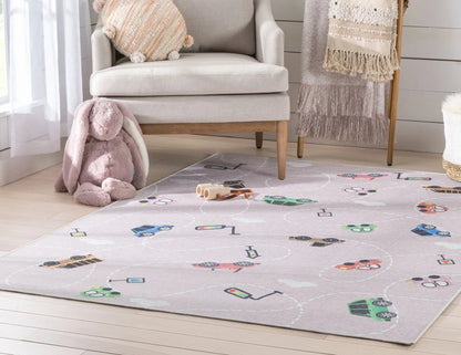 Traffic Modern Pink Kids Flat-Weave Rug Well Woven	