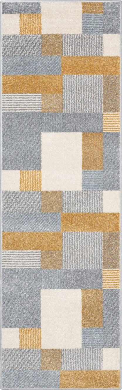 Wilma Modern Geometric Yellow Grey Rug Well Woven