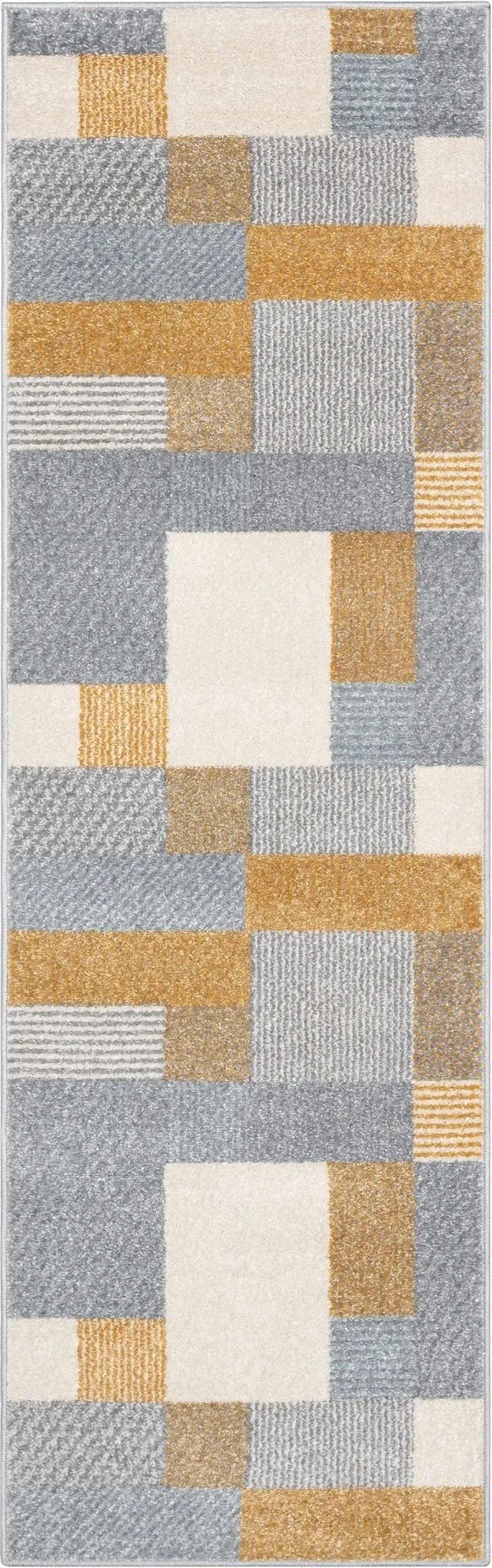 Wilma Modern Geometric Yellow Grey Rug Well Woven