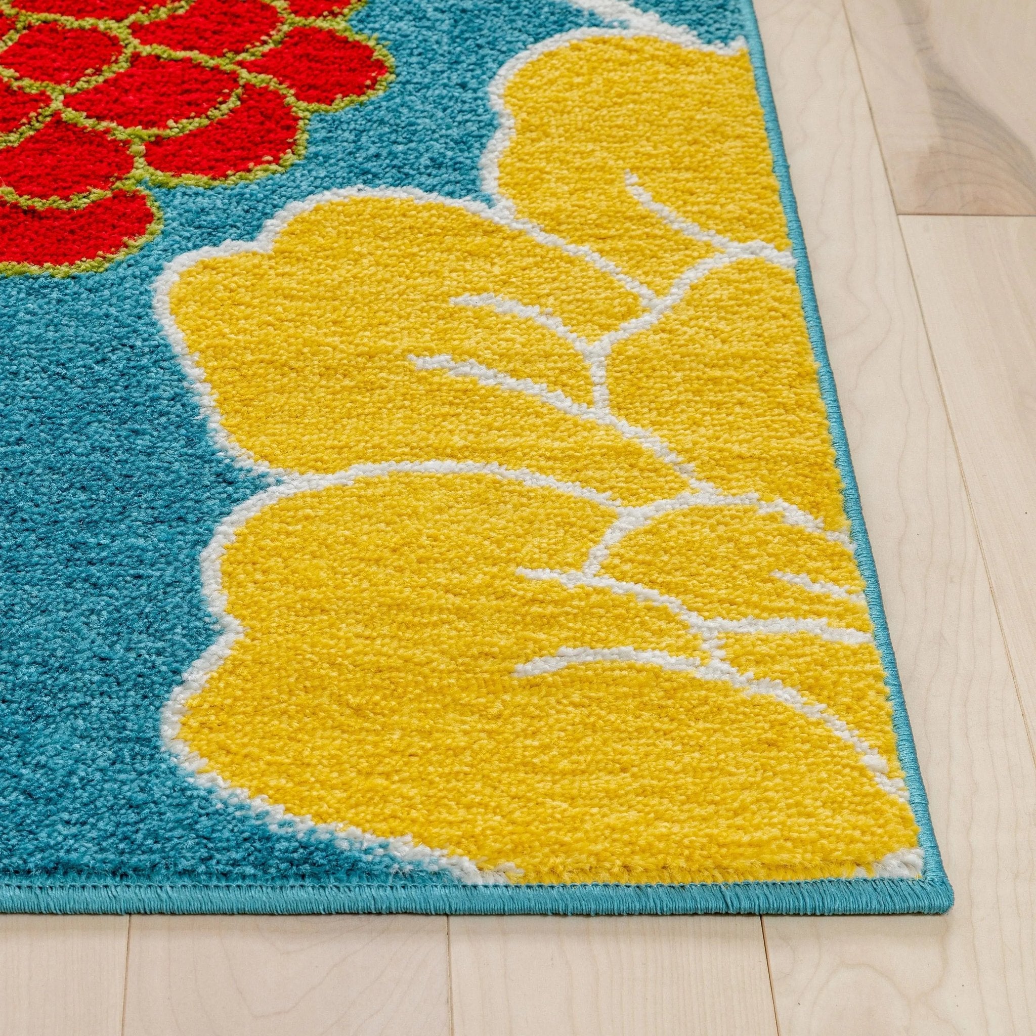 Starbright Daisy Flowers Blue Rug - Well Woven