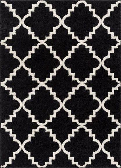 Lulu's Lattice Black Modern Rug Well Woven