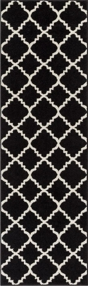 Lulu's Lattice Black Modern Rug Well Woven