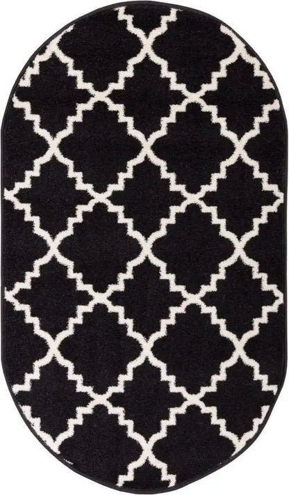 Lulu's Lattice Black Modern Rug Well Woven