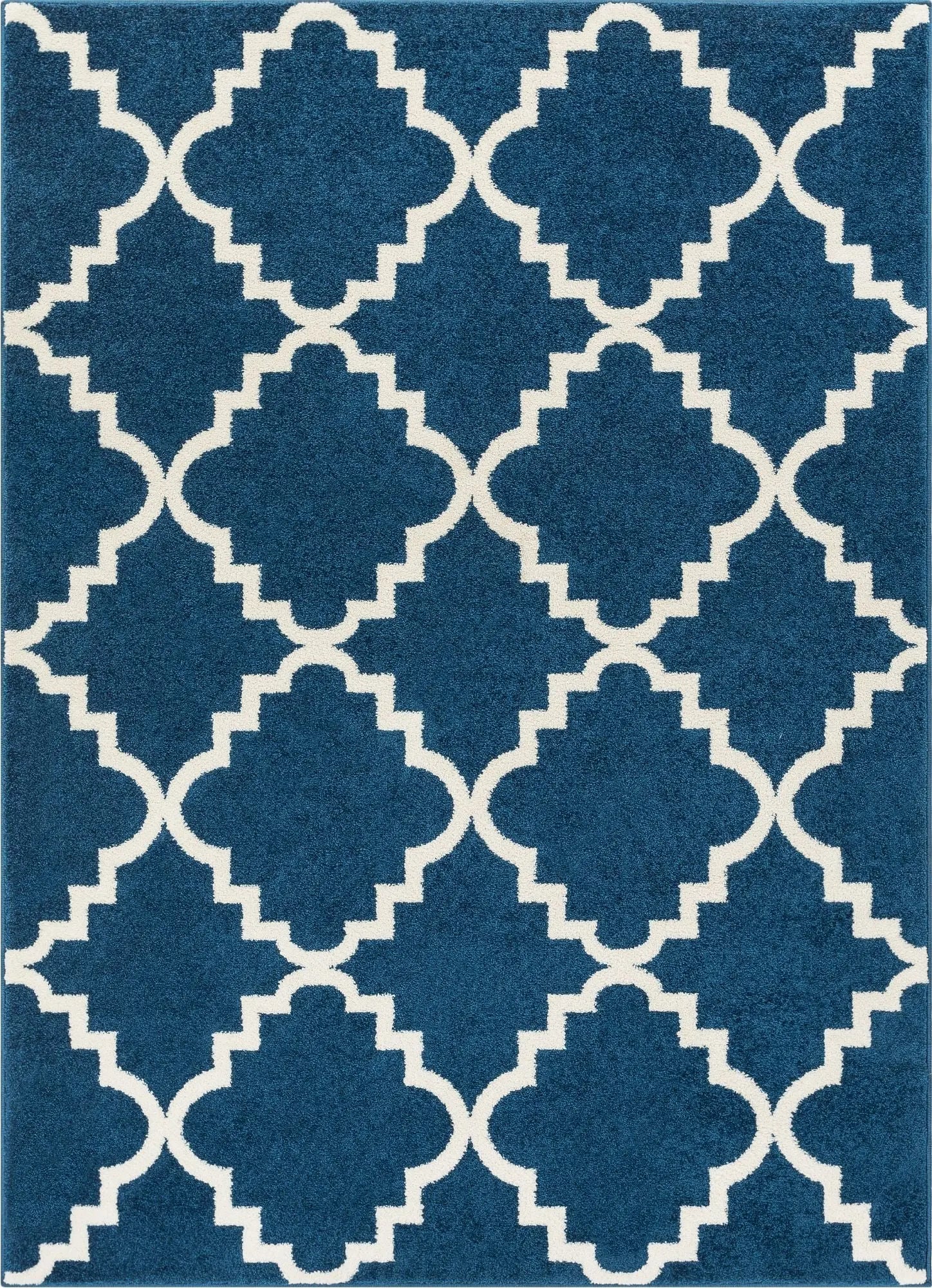 Lulu's Lattice Navy Blue Modern Rug Well Woven