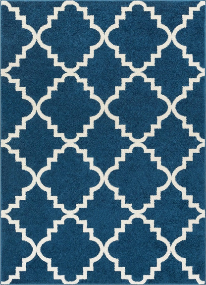 Lulu's Lattice Navy Blue Modern Rug Well Woven