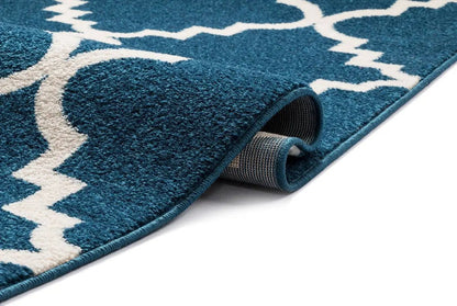 Lulu's Lattice Navy Blue Modern Rug Well Woven