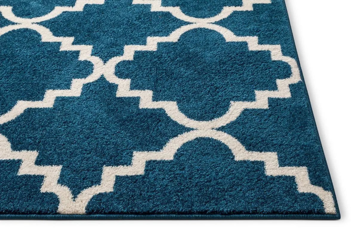 Lulu's Lattice Navy Blue Modern Rug Well Woven