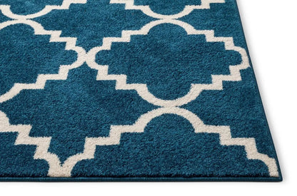Lulu's Lattice Navy Blue Modern Rug Well Woven