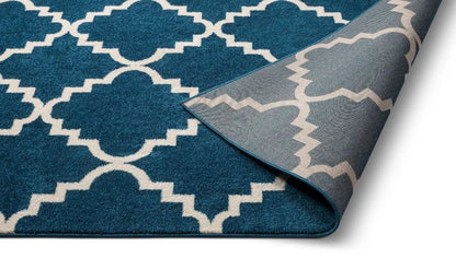 Lulu's Lattice Navy Blue Modern Rug Well Woven